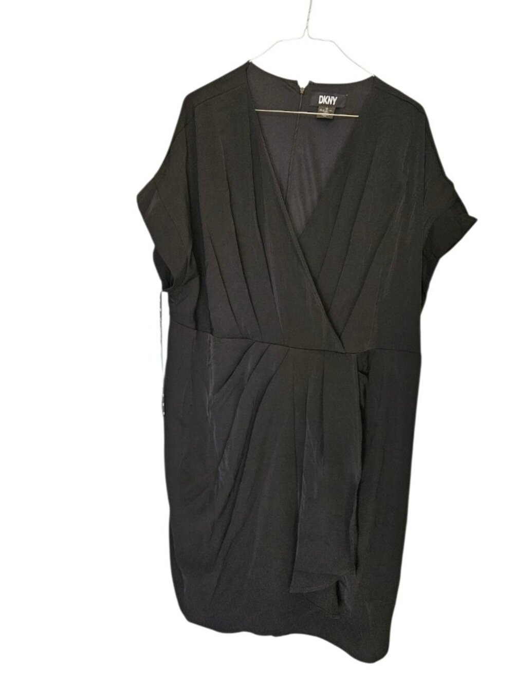 DKNY NWT Black Faux Wrap Tulip Hem Dress Plus Size 22W Cocktail Party wp65